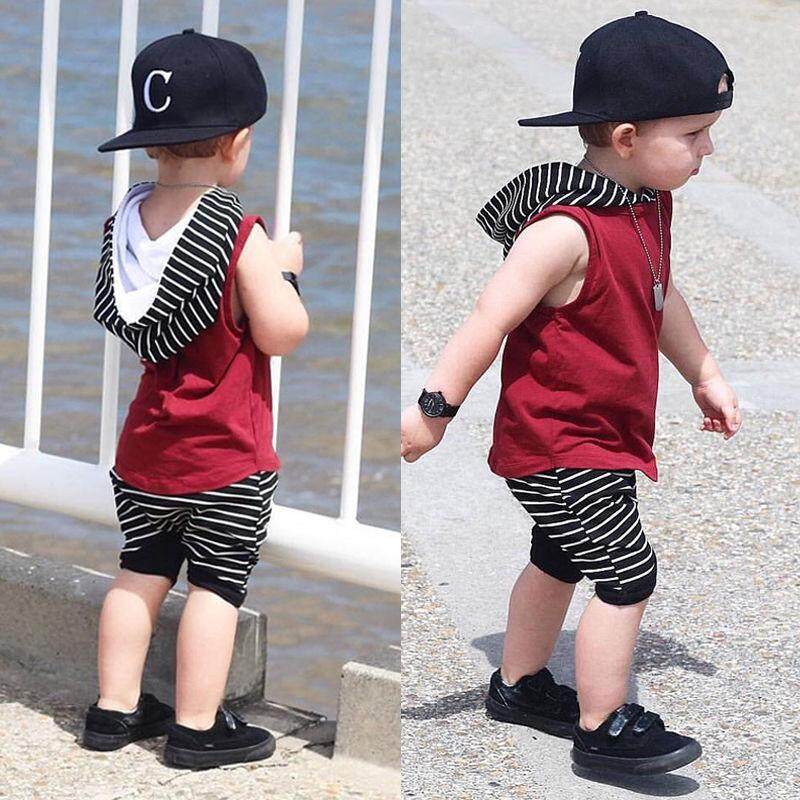 Cute Toddler Kids Baby Boy Hooded Vest Tops+Short Pants 2pcs Outfits Clothes Set Age 0-4 Years