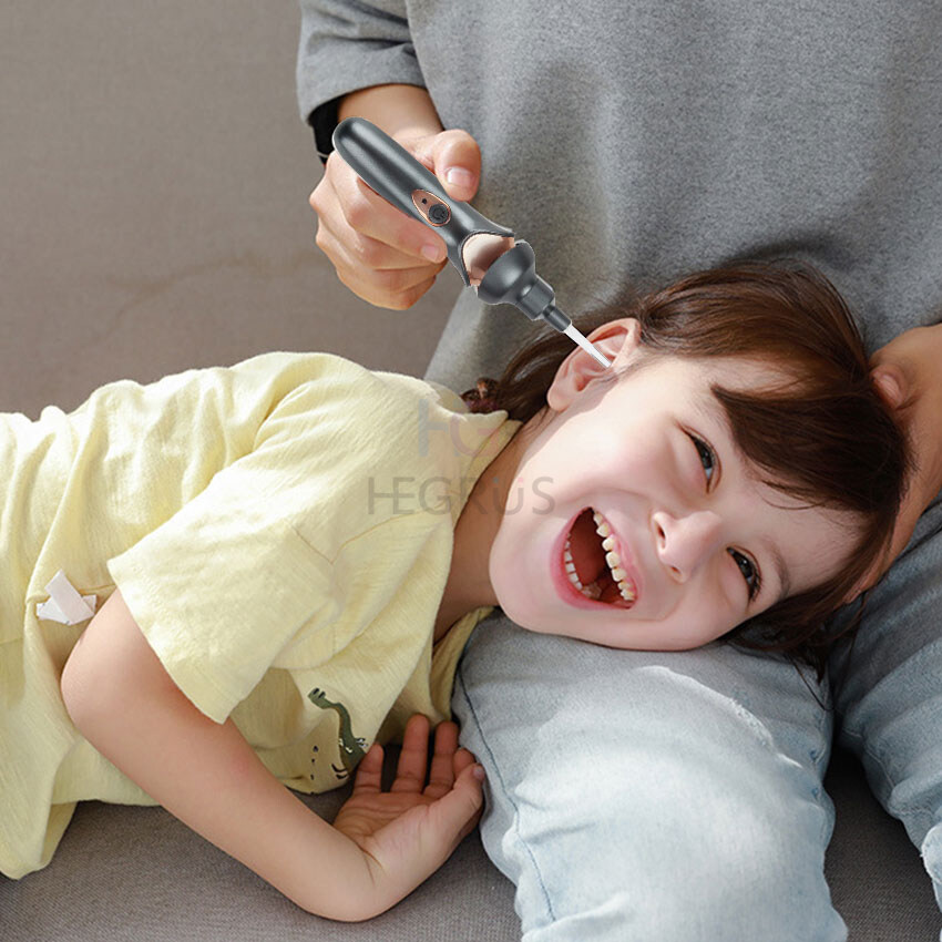 HEGRUS earwax remover Electric Ear Cleaner LED Light Painless Cleaning Spiral Ear-Cleaning Device Cordless Portable Ear Wax Remover Vacuum Dig Wax Earpick Noiseless Electric Ear Scoop ear cleaner kit