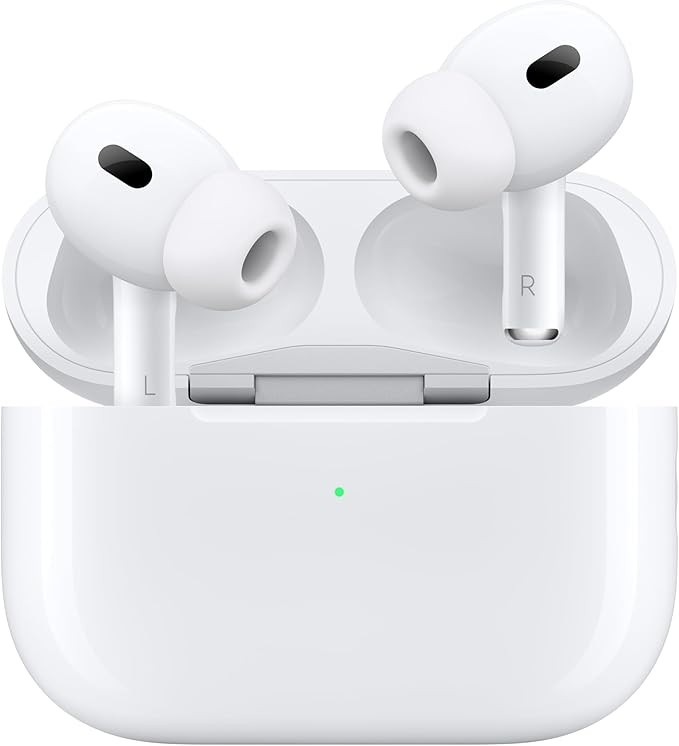 Apple AirPods Pro 2 wireless earbuds, active noise cancellation, hearing aid functionality, Bluetooth headphones, transparency, personalized spatial audio, high-fidelity sound, H2 chip, USB-C charging