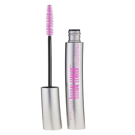 Maybelline Illegal Length Fiber Extensions Washable Mascara, Instant Lashes, No Flaking, Blackest Black, 1 Count