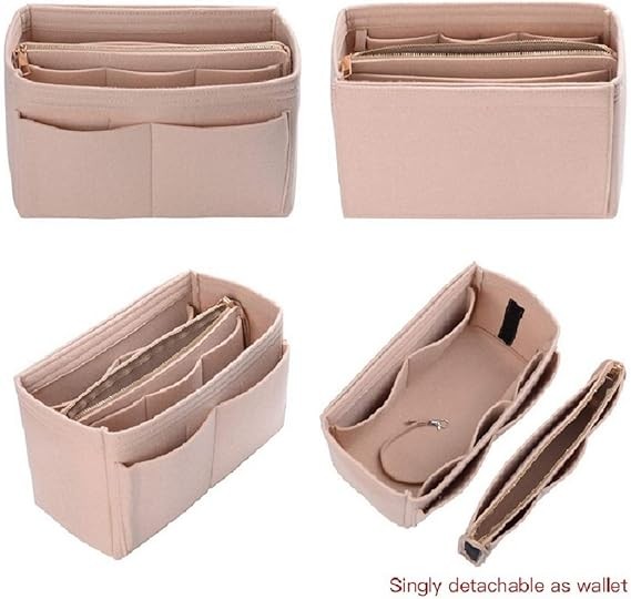 ZTUJO Purse Organizer Insert, Felt Bag Organizer with Metal Zipper, Handbag & Tote Shaper, For Speedy Neverfull Tote, 7 Sizes